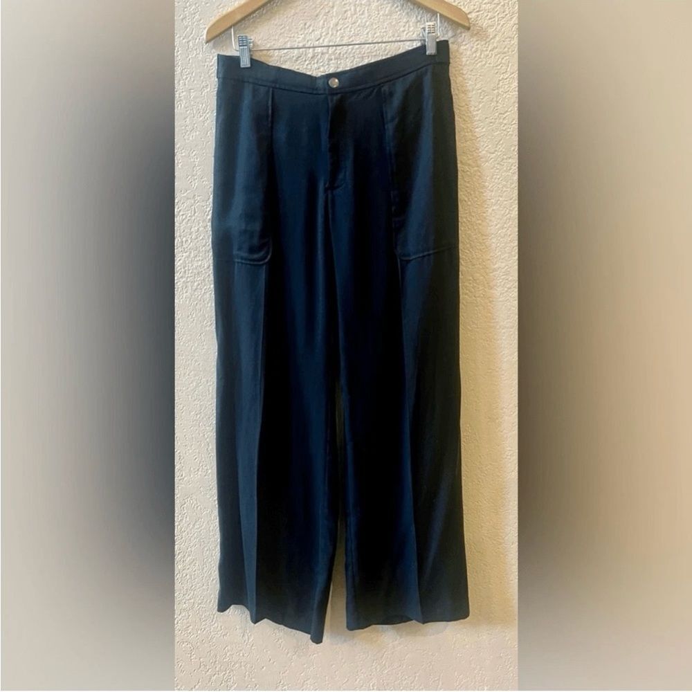 Banana Republic Wide Leg Pants Size Medium Black Tencel Elastic‎ Back NWT - Picture 2 of 8